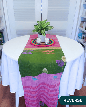 Kantha Table Runner | 80in - Asha Project Kantha-Saree-Handmade
