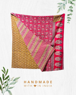 Kantha Throw Blanket - Asha Project Kantha - Saree - Handmade