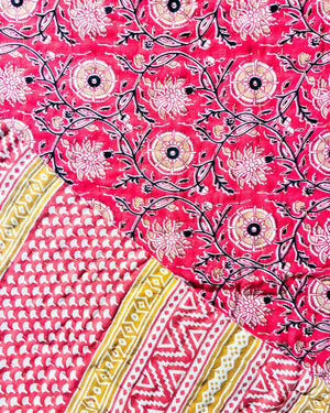 Kantha Throw Blanket - Asha Project Kantha - Saree - Handmade