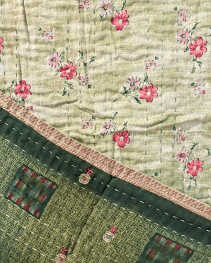 Kantha Throw Blanket - Asha Project Kantha - Saree - Handmade
