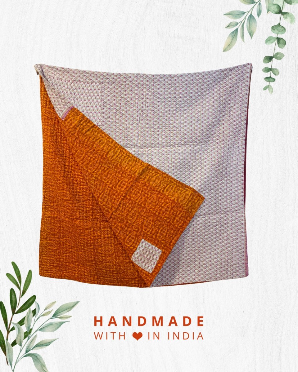 Kantha Throw Blanket - Asha Project Kantha - Saree - Handmade