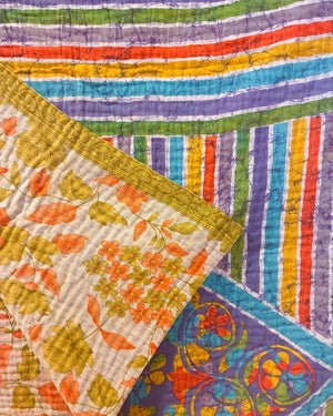 Kantha Throw Blanket - Asha Project Kantha - Saree - Handmade