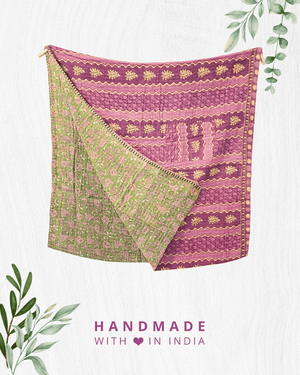 Kantha Throw Blanket - Asha Project Kantha - Saree - Handmade