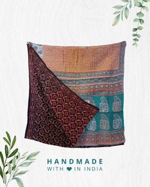 Kantha Throw Blanket - Asha Project Kantha - Saree - Handmade