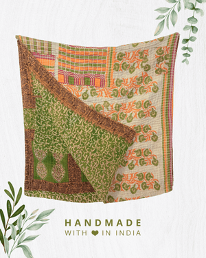 Kantha Throw Blanket - Asha Project Kantha - Saree - Handmade