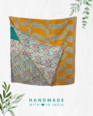 Kantha Throw Blanket - Asha Project Kantha - Saree - Handmade