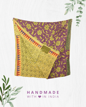 Kantha Throw Blanket - Asha Project Kantha - Saree - Handmade