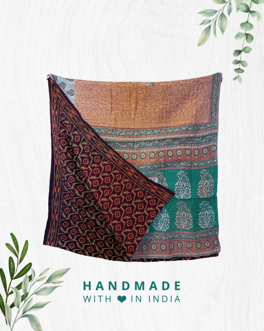 Kantha Throw Blanket - Asha Project Kantha-Saree-Handmade