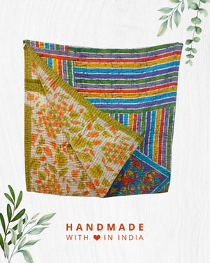 Kantha Throw Blanket - Asha Project Kantha - Saree - Handmade