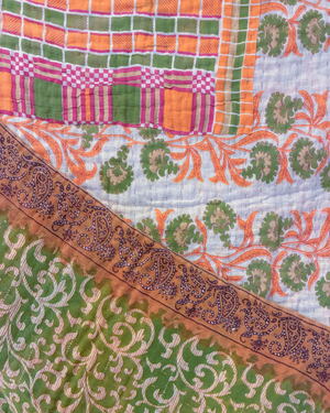 Kantha Throw Blanket - Asha Project Kantha - Saree - Handmade