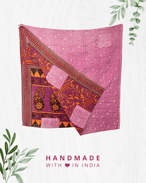 Kantha Throw Blanket - Asha Project Kantha - Saree - Handmade