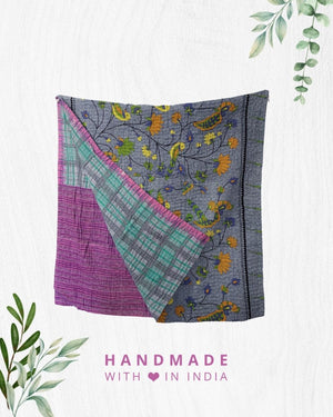 Kantha Throw Blanket - Asha Project Kantha - Saree - Handmade