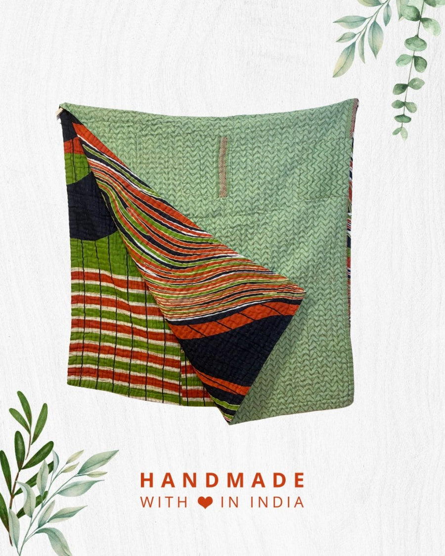 Kantha Throw Blanket - Asha Project Kantha - Saree - Handmade
