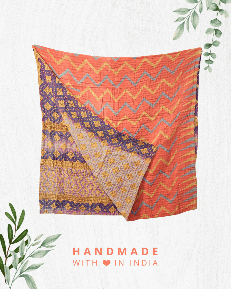 Kantha Throw Blanket - Asha Project Kantha - Saree - Handmade