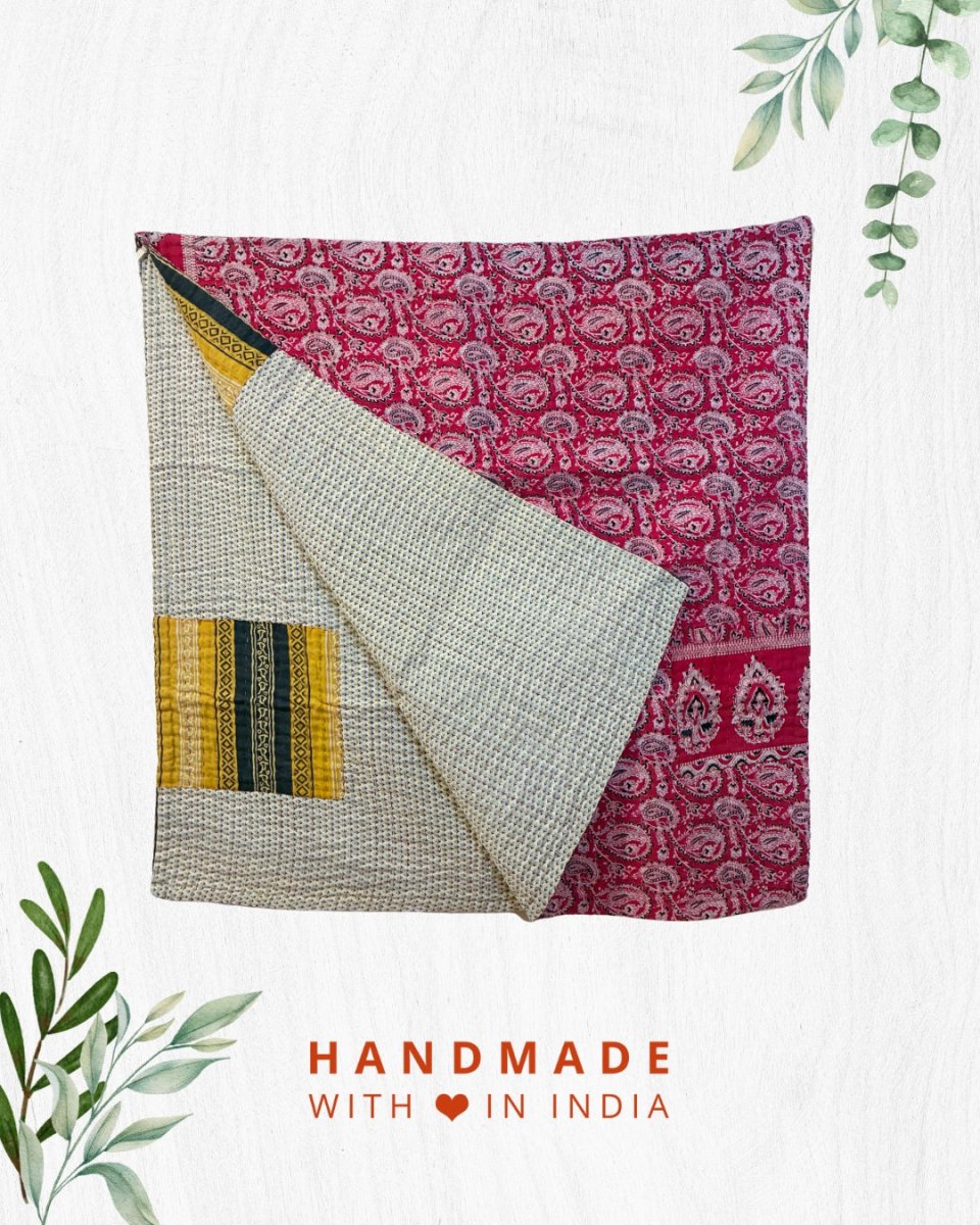 Kantha Throw Blanket - Asha Project Kantha - Saree - Handmade