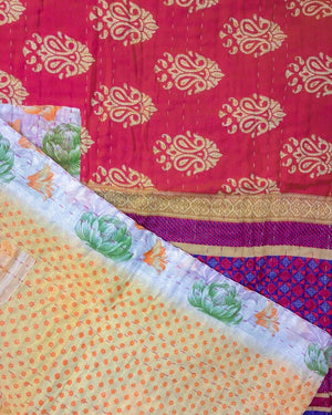 Kantha Throw Blanket - Asha Project Kantha - Saree - Handmade