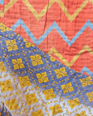 Kantha Throw Blanket - Asha Project Kantha - Saree - Handmade