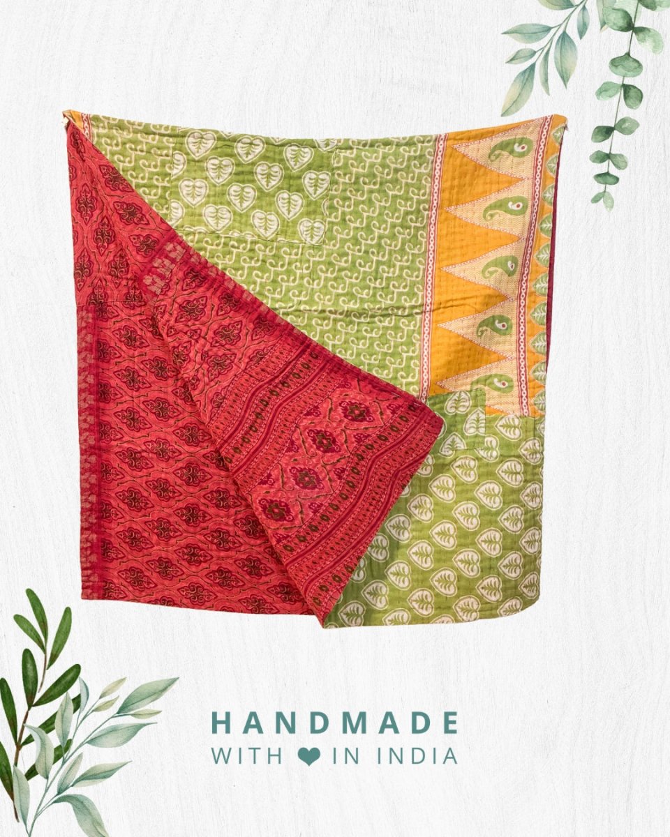Kantha Throw Blanket - Asha Project Kantha - Saree - Handmade