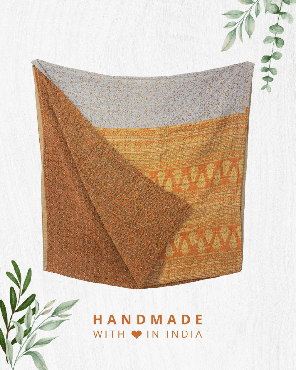Kantha Throw Blanket - Asha Project Kantha - Saree - Handmade