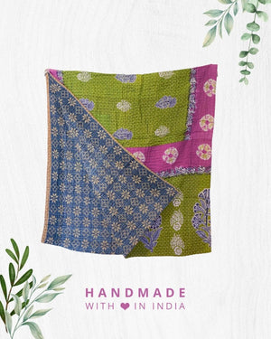 Kantha Throw Blanket - Asha Project Kantha - Saree - Handmade