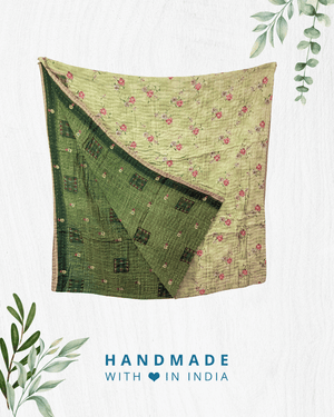 Kantha Throw Blanket - Asha Project Kantha - Saree - Handmade