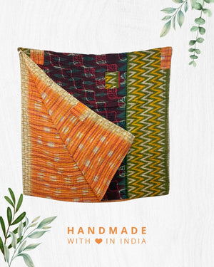 Kantha Throw Blanket - Asha Project Kantha - Saree - Handmade