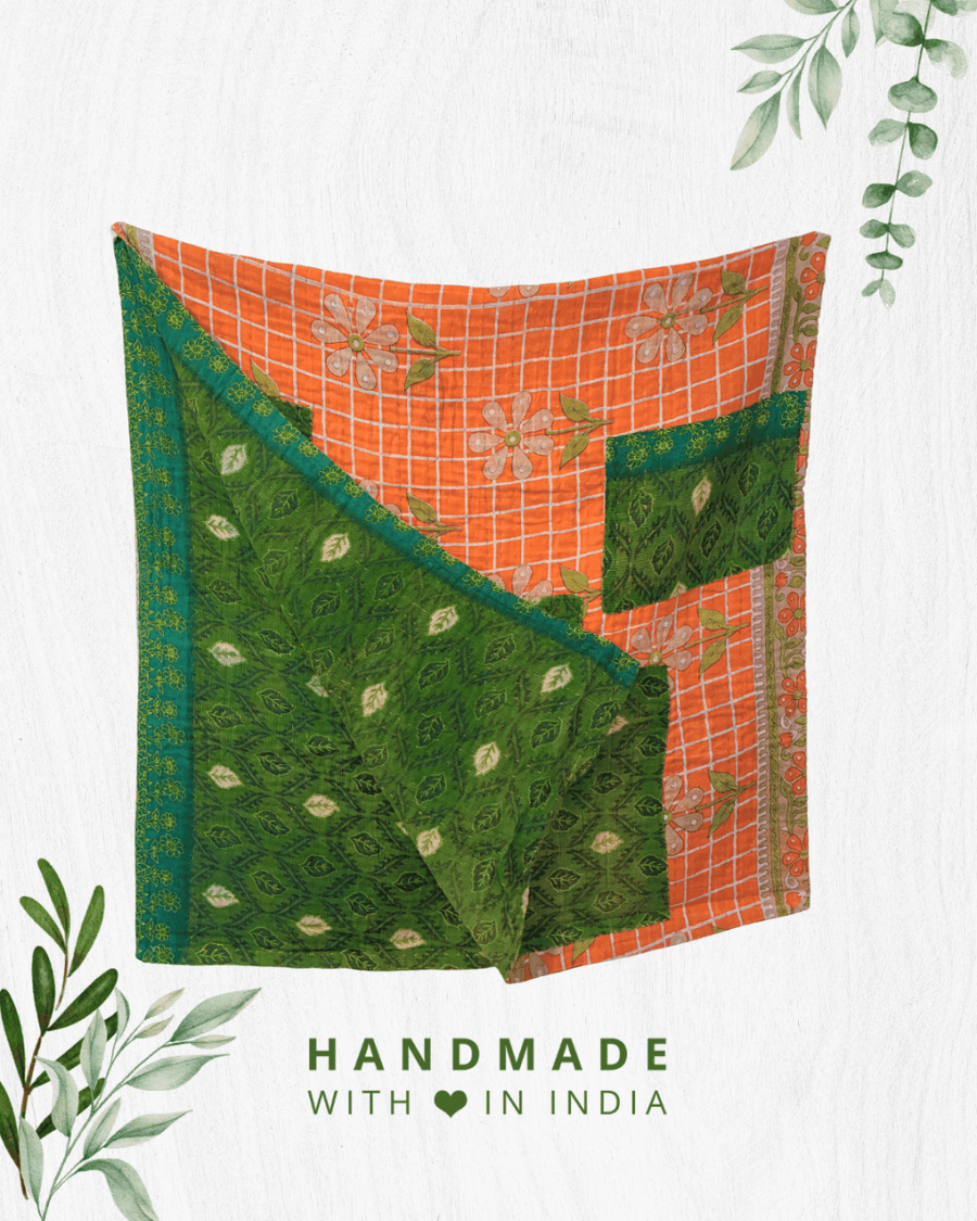 Kantha Throw Blanket - Asha Project Kantha - Saree - Handmade