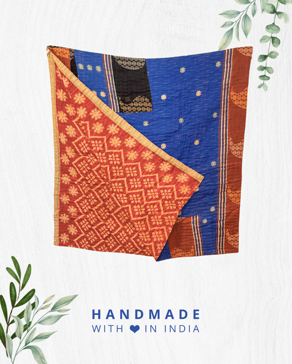 Kantha Throw Blanket - Asha Project Kantha - Saree - Handmade