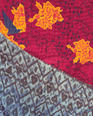 Kantha Throw Blanket - Asha Project Kantha - Saree - Handmade
