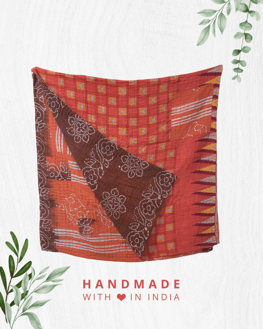 Kantha Throw Blanket - Asha Project Kantha - Saree - Handmade