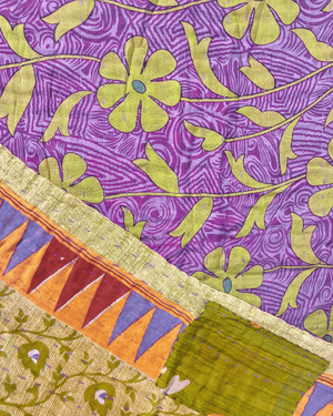 Kantha Throw Blanket - Asha Project Kantha - Saree - Handmade