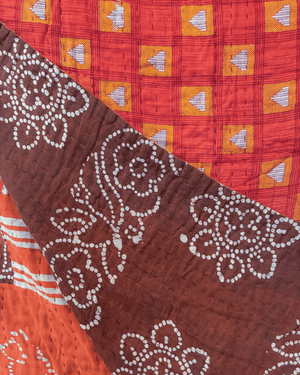 Kantha Throw Blanket - Asha Project Kantha - Saree - Handmade