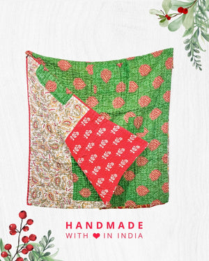 Kantha Throw Blanket | Christmas - Asha Project Kantha - Saree - Handmade