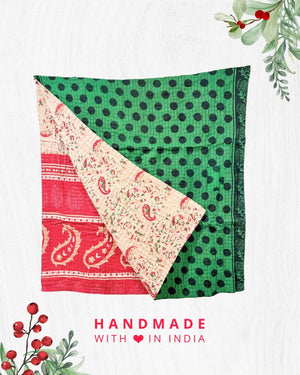 Kantha Throw Blanket | Christmas - Asha Project Kantha - Saree - Handmade