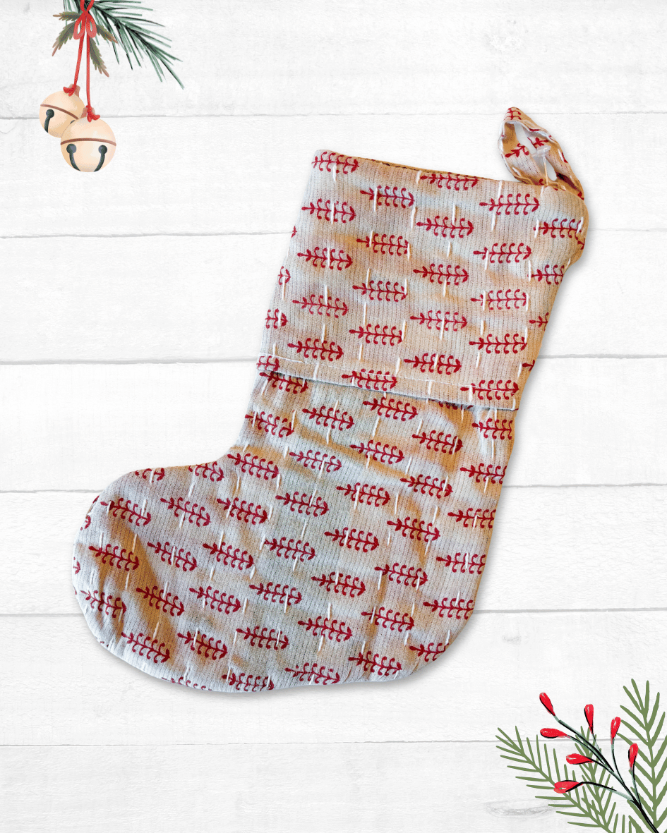Mini Kantha Stocking - Asha Project Kantha - Saree - Handmade