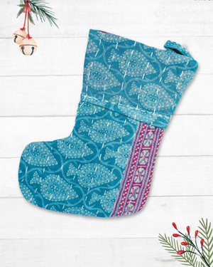 Mini Kantha Stocking - Asha Project Kantha - Saree - Handmade