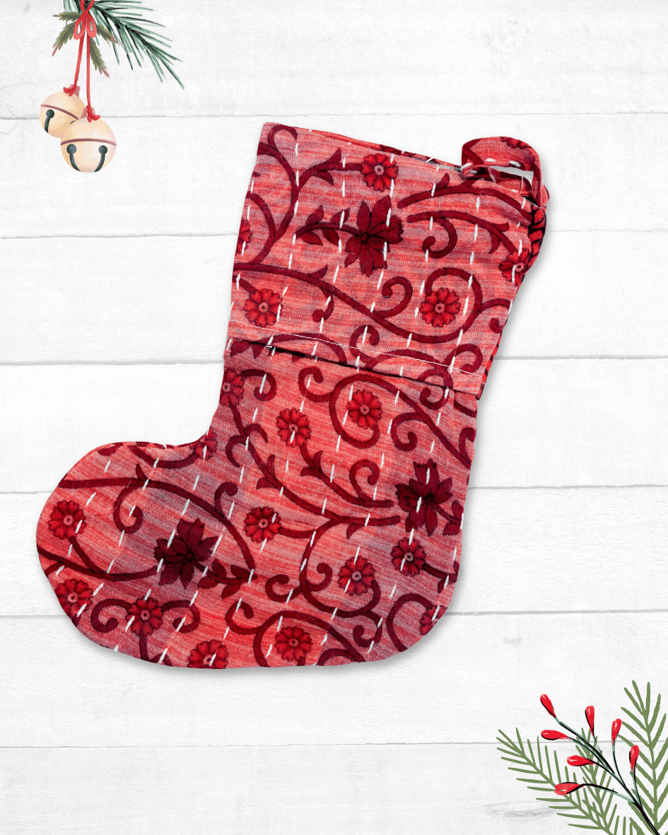 Mini Kantha Stocking - Asha Project Kantha - Saree - Handmade