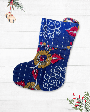 Mini Kantha Stocking - Asha Project Kantha - Saree - Handmade