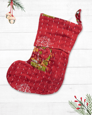 Mini Kantha Stocking - Asha Project Kantha - Saree - Handmade
