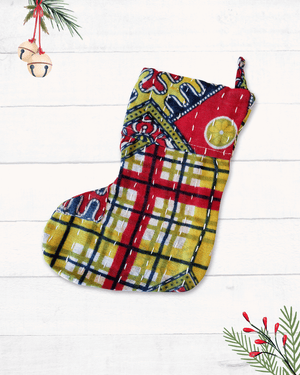 Mini Kantha Stocking - Asha Project Kantha - Saree - Handmade