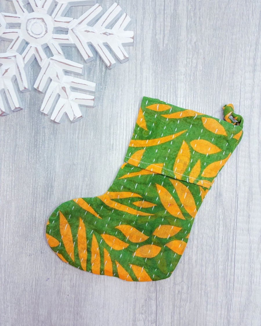 Mini Kantha Stocking - Asha Project Kantha - Saree - Handmade