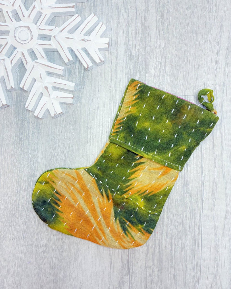 Mini Kantha Stocking - Asha Project Kantha - Saree - Handmade