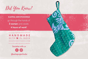 Mini Kantha Stocking - Asha Project Kantha - Saree - Handmade