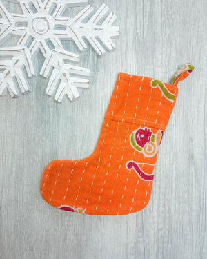 Mini Kantha Stocking - Asha Project Kantha - Saree - Handmade