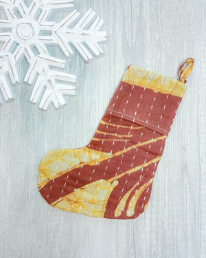 Mini Kantha Stocking - Asha Project Kantha - Saree - Handmade