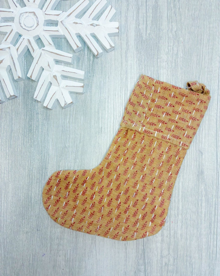 Mini Kantha Stocking - Asha Project Kantha - Saree - Handmade