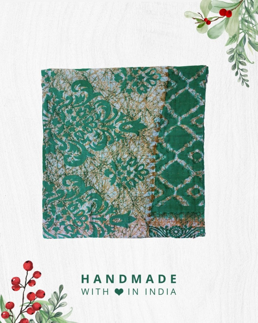 Mini Kantha Throw Blanket | Christmas - Asha Project Kantha - Saree - Handmade