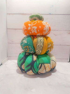 Mini Saree Pumpkin Bag - Asha Project Kantha - Saree - Handmade