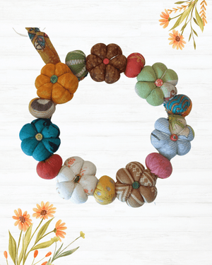 Mini Saree Pumpkin Wreath - Asha Project Kantha-Saree-Handmade
