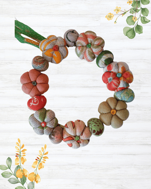 Mini Saree Pumpkin Wreath - Asha Project Kantha-Saree-Handmade